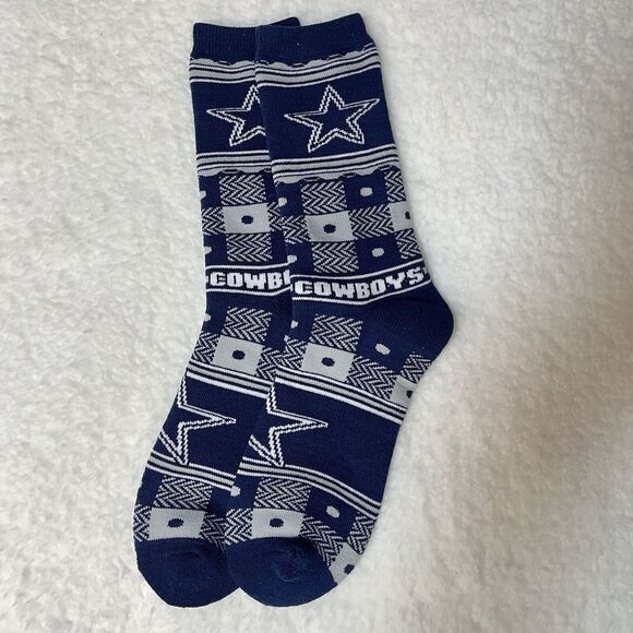 Vintage Dallas Cowboys Quilt Crew‎ Socks Large - Picture 1 of 2